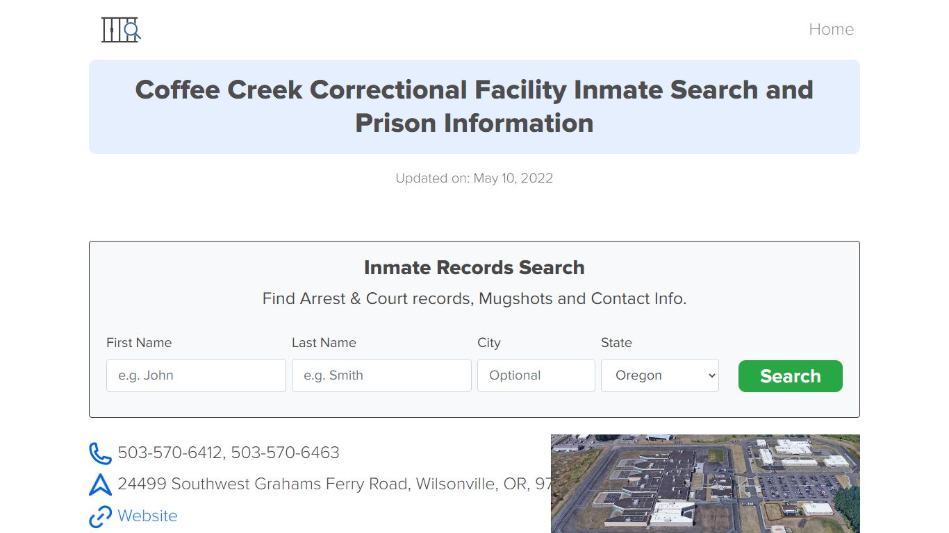 Coffee Creek Correctional Facility Inmate Search ...